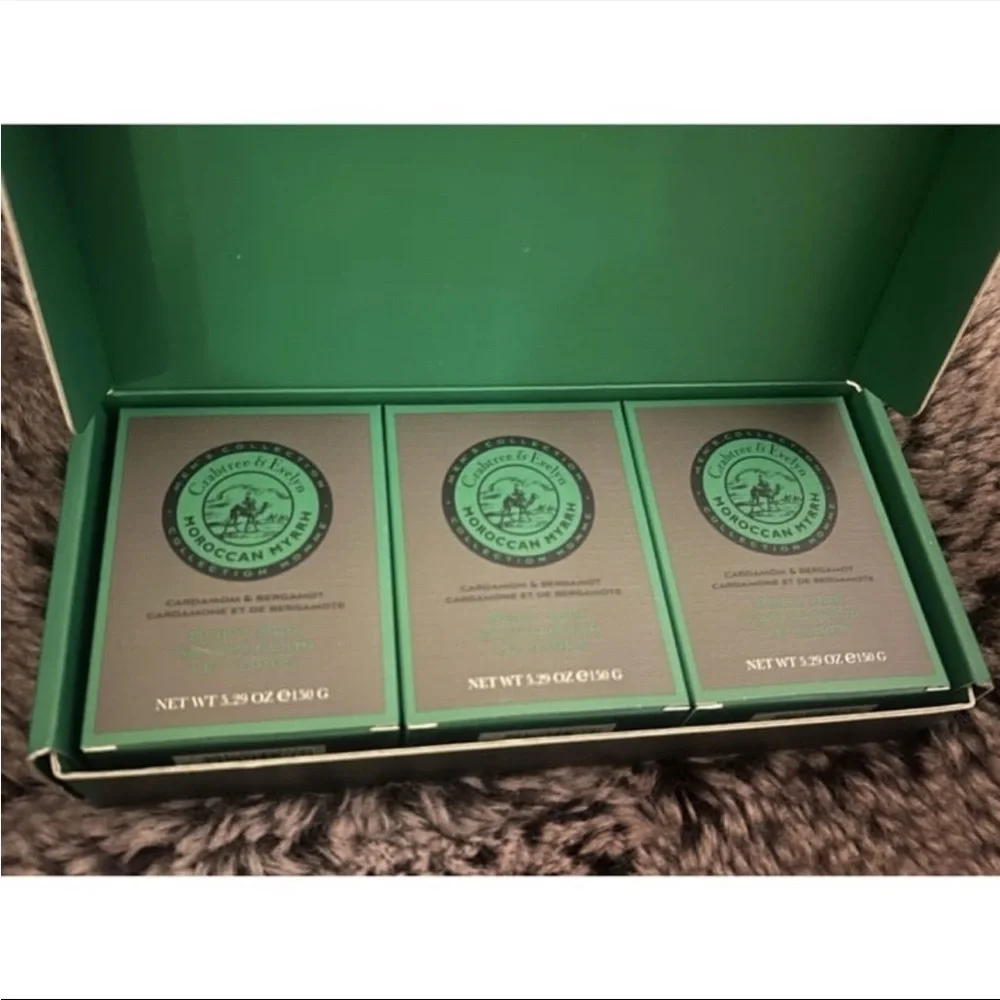 Crabtree & Evelyn Moroccan Myrrh Cardamom & Bergamot Body Bar Bath Soap 3 BARS